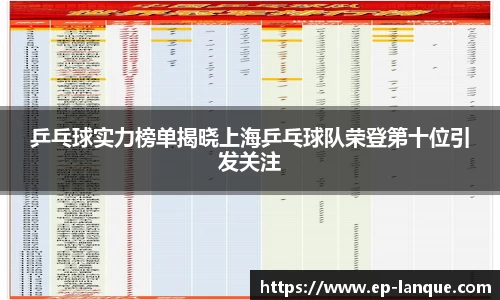 乒乓球实力榜单揭晓上海乒乓球队荣登第十位引发关注